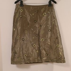 Olive Silk Skirt